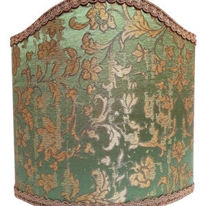 Venetian Lamp Shade Green and Gold Silk Jacquard Rubelli Fabric Les Indes Galantes Pattern Half Lampshade - Made in Italy