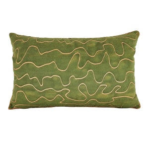 Fortuny Throw Pillow Cushion Cover Warm Green & Gold Texture Sainte Chapelle Pattern - Made in Italy