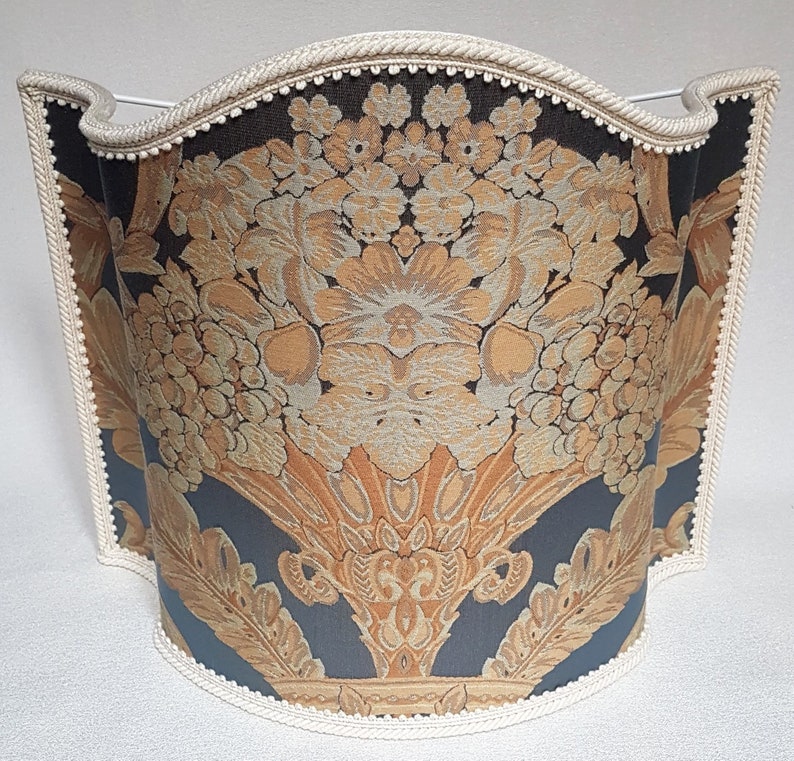 Lamp Shade Blue Silk Damask Rubelli Labuan Pattern Etsy