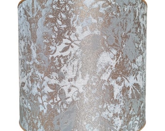 Drum Lamp Shade Rubelli Jacquard Fabric Aqua Blue Mirage Pattern Round Lampshade - Handmade in Italy