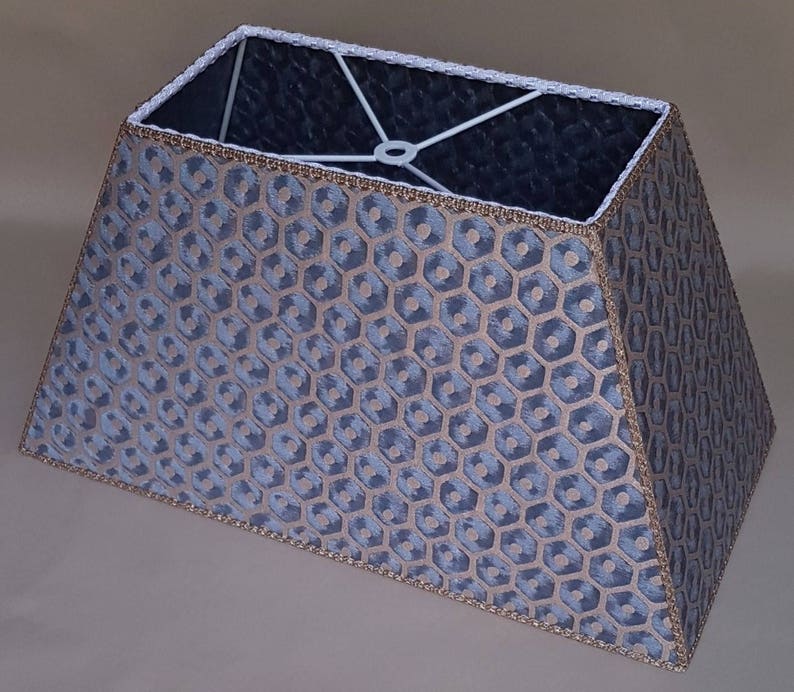 Rectangle Lamp Shade Fortuny Fabric Faded Blue & Gold Favo Etsy