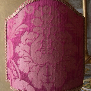 Venetian Lamp Shade Cardinal Damask Rubelli Fabric Ruzante Pattern Half Lampshade- Handmade in Italy