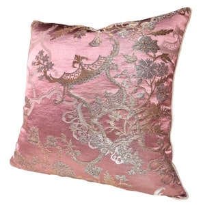 Throw Pillow Cover Mauve and Gold Silk Brocade Rubelli Fabric Madama Butterfly Pattern Made in Italy image 4