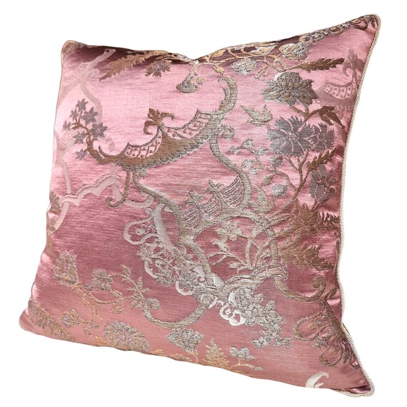 Throw Pillow Cover Mauve and Gold Silk Brocade Rubelli Fabric