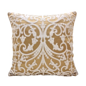 Ochre & Silver Silk Jacquard Rubelli Fabric Lumbar Throw Pillow Cushion Cover Serlio Pattern - Handmade in Italy