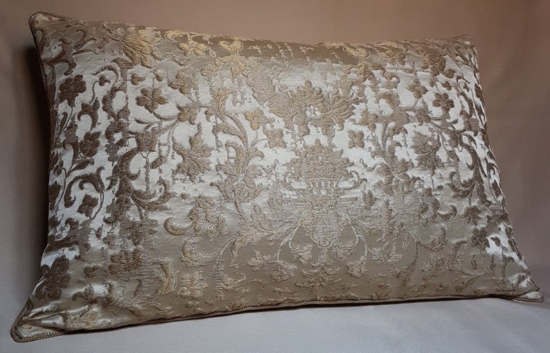 Ivory & Gold Silk Jacquard Rubelli Fabric Throw Pillow Cushion Etsy