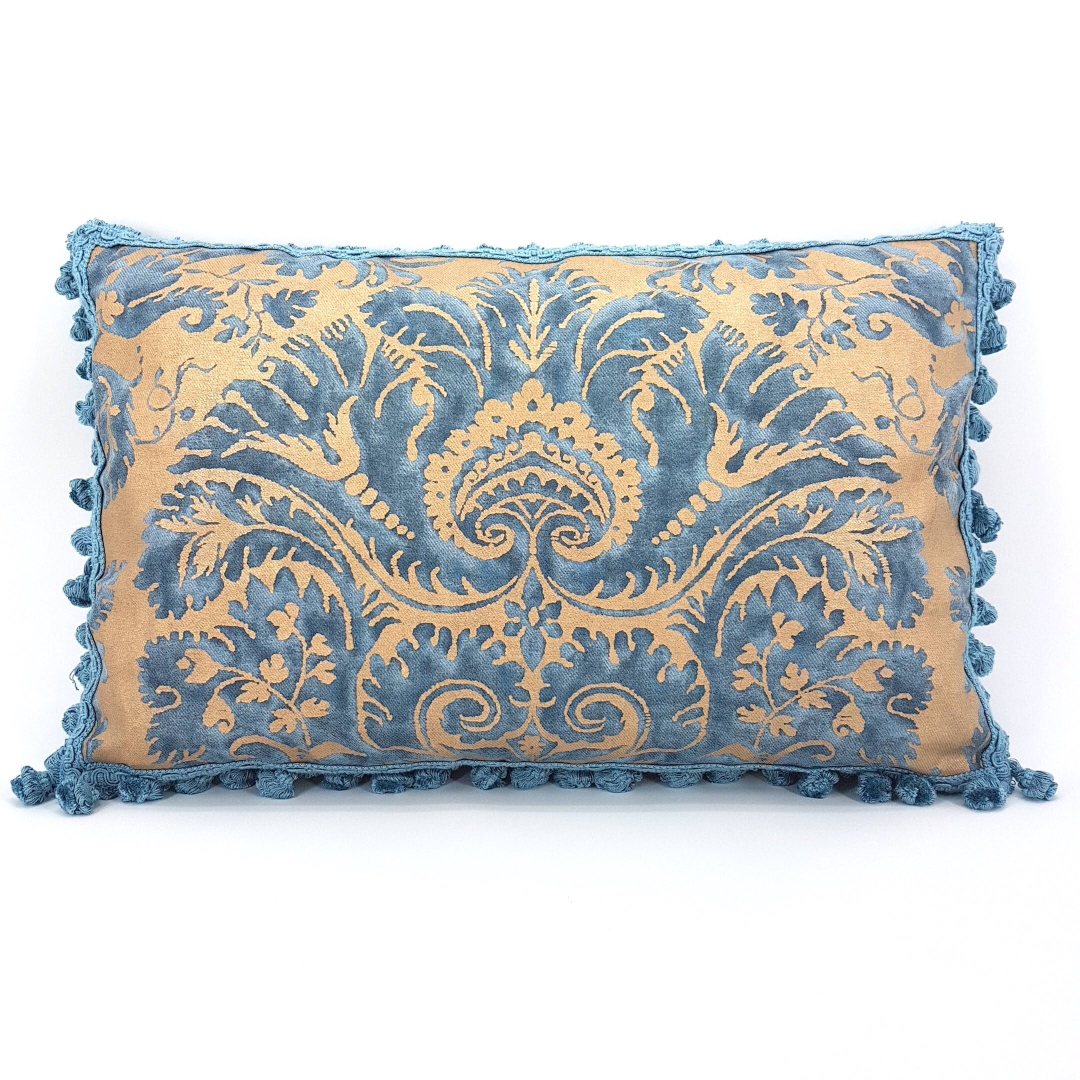 Pair of Fortuny Pillows with Malmaison Pattern in Rust, Cream & Gold - Priced Individually Pair of Fortuny Pillows with Malmaison Pattern in Rust, Cream & Gold - Priced Individually