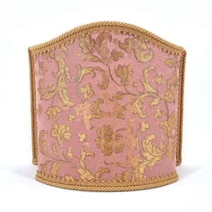 Venetian Lamp Shade Pink and Gold Silk Jacquard Rubelli Fabric Les Indes Galantes Pattern Half Lampshade - Made in Italy