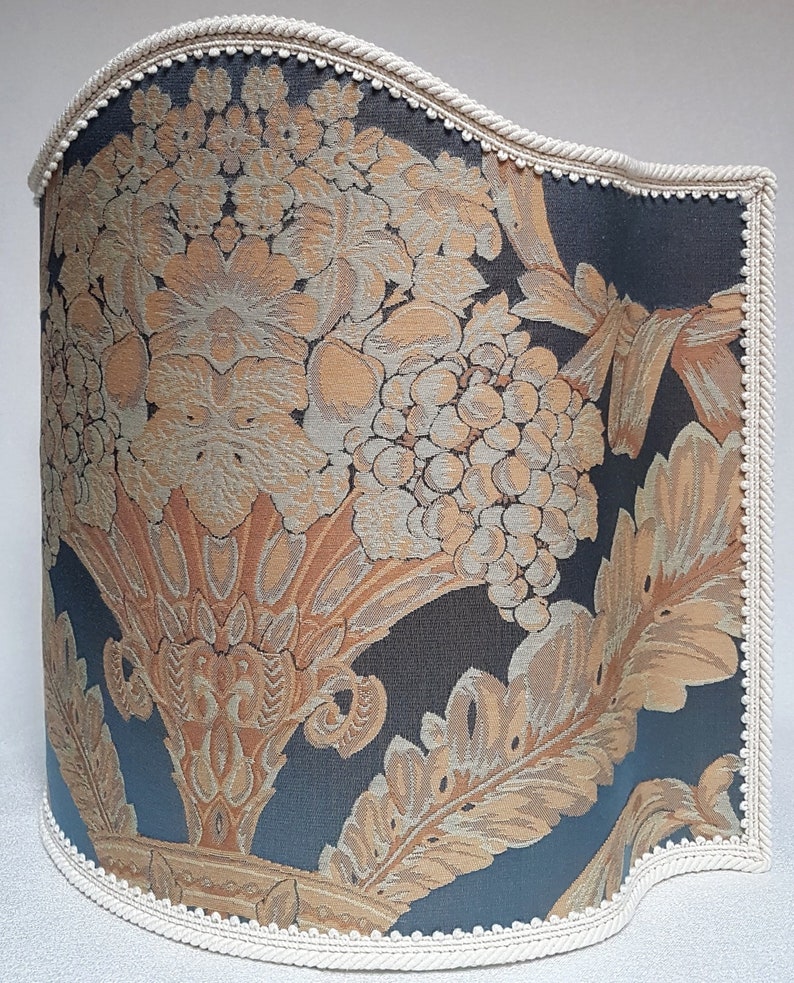 Lamp Shade Blue Silk Damask Rubelli Labuan Pattern Etsy