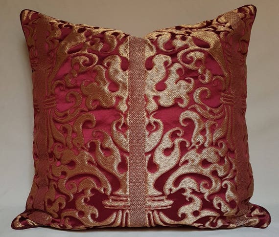 Lumbar Throw Pillow Ruby Red and Gold Lumbar Throw Pillow Rubelli Tebaldo
