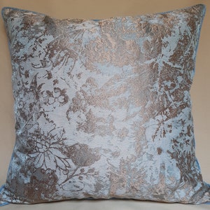 Throw Pillow Cushion Cover Rubelli Jacquard Fabric Aqua Blue and Gold Mirage Pattern (Available in More Colors) - Handmade in Italy