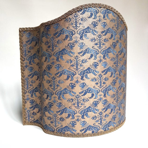 Venetian Lamp Shade Fortuny Fabric Richelieu In Indigo Blue Etsy
