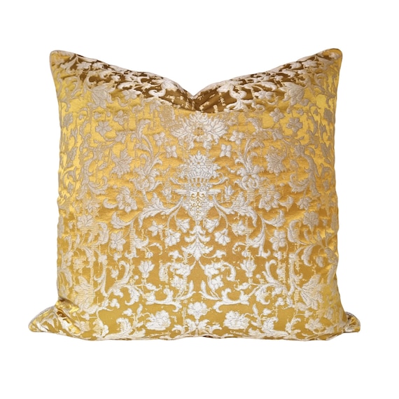 Tessuto Rubelli Jacquard Seta Oro Copricuscino Cuscino Lombare