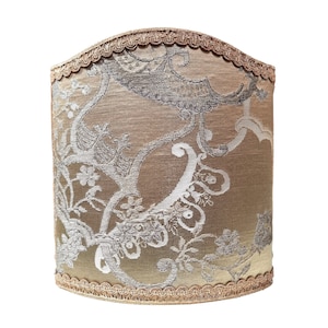 Venetian Lamp Shade Lime Green Silk Lampas Rubelli Fabric Madama Butterfly Pattern Half Lampshade - Handmade in Italy