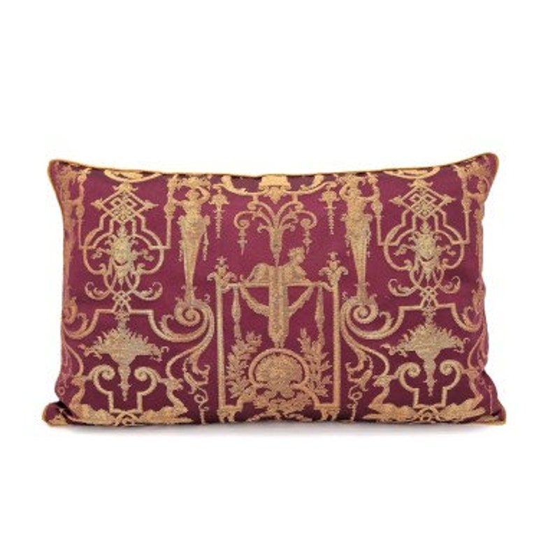 Gold Tassel Corners Throw Pillow Cushion Cover Silk Brocade Etsy