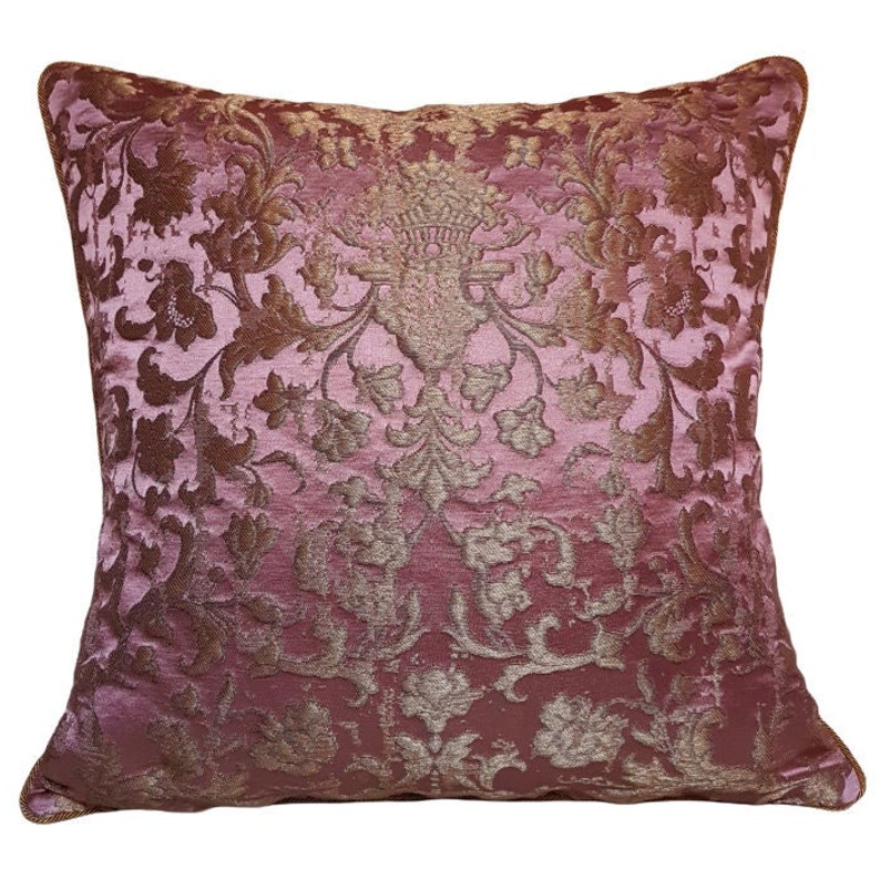 Pink & Gold Silk Jacquard Rubelli Fabric Throw Pillow Cushion Etsy