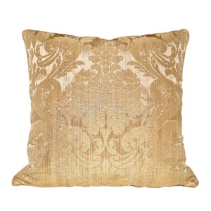 Rubelli Ruzante Gold Silk Damask Fabric Throw Pillow Cushion Cover - Handmade in Italy