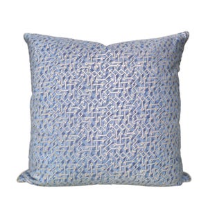 Throw Pillow Cushion Cover Fortuny Fabric Palace Blue & Silvery Gold Rabat Pattern - Made in Italy