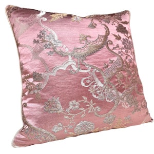 Throw Pillow Cover Mauve and Gold Silk Brocade Rubelli Fabric Madama Butterfly Pattern Made in Italy image 3