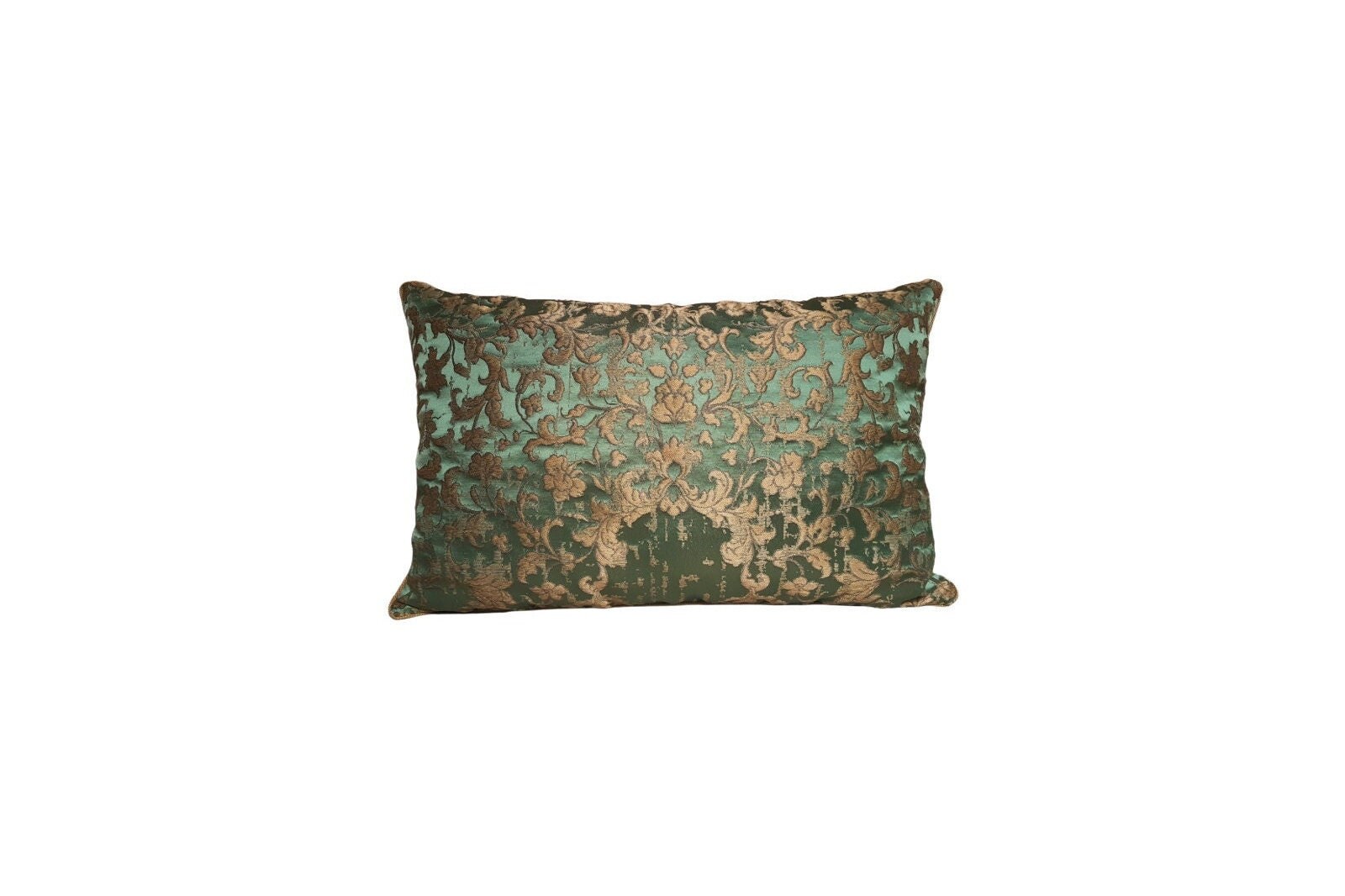 Green & Gold Silk Jacquard Rubelli Fabric Throw Pillow Cushion Etsy