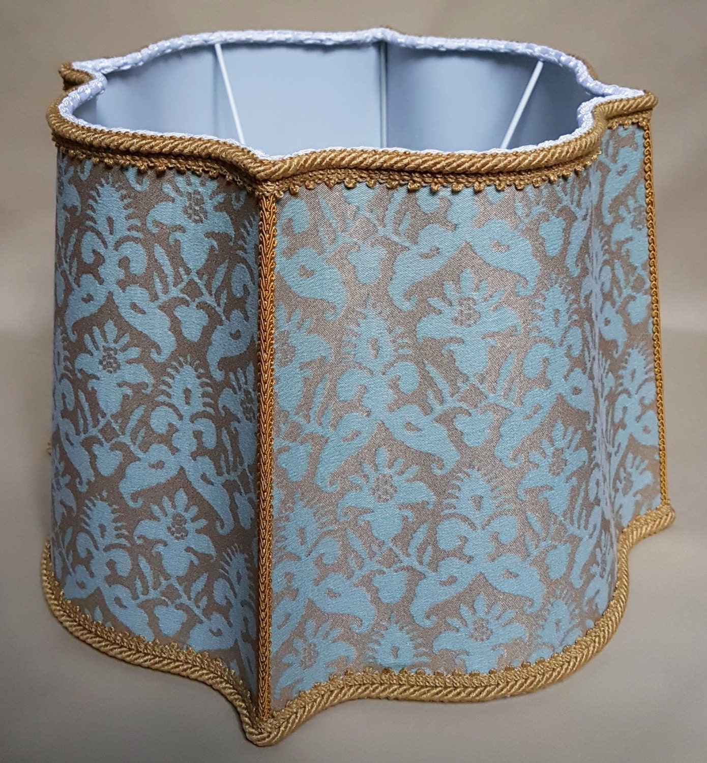 Fortuny Lamp Shade in Aquamarine & Silvery Gold Delfino | Etsy