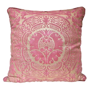 Throw Pillow Cushion Cover in Fortuny Orsini Red & Gold Texture -  Made in Italy
