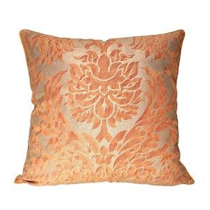 Pair of Fortuny Pillows with Malmaison Pattern in Rust, Cream & Gold - Priced Individually Pair of Fortuny Pillows with Malmaison Pattern in Rust, Cream & Gold - Priced Individually