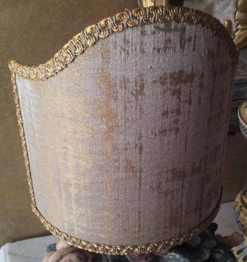 Clip On Lamp Shade Sand and Gold Rubelli Venier Jacquard Fabric Half Lampshade Handmade in Italy image 5