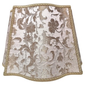 Fancy Square Lampshade Rubelli Fabric Silk Jacquard Ivory & Gold Les Indes Galantes Pattern - Handmade in Italy