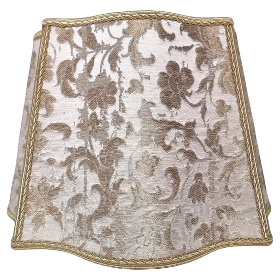 Fancy Square Lampshade Rubelli Fabric Silk Jacquard Ivory & Gold Les Indes Galantes Pattern - Handmade in Italy
