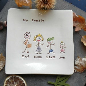 Gepersonaliseerde keramische familieplaat, aangepaste cadeaus voor Vaderdag, moeder OOAK aandenken, cadeau oma, roze ballerina's