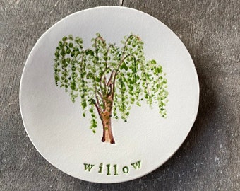 Personalized Willow Tree Ring Holder, Nature Lover Ceramic Ring Dish, Custom Weeping Willow Tree, Botanical Decor