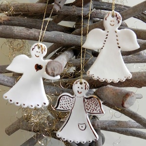 3 Keramik Engel weiß Weihnachtsschmuck gold Weihnachtsdekoration Weihnachtsgeschenk Hochzeit Dekor traditionelle Weihnachtsgeschenk aus Porzellan