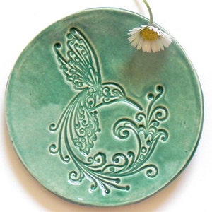 Ceramic Dish Bird Mint Plate Jewelry Dish Hummingbird Ring Holder Home Decoration Pottery image 1