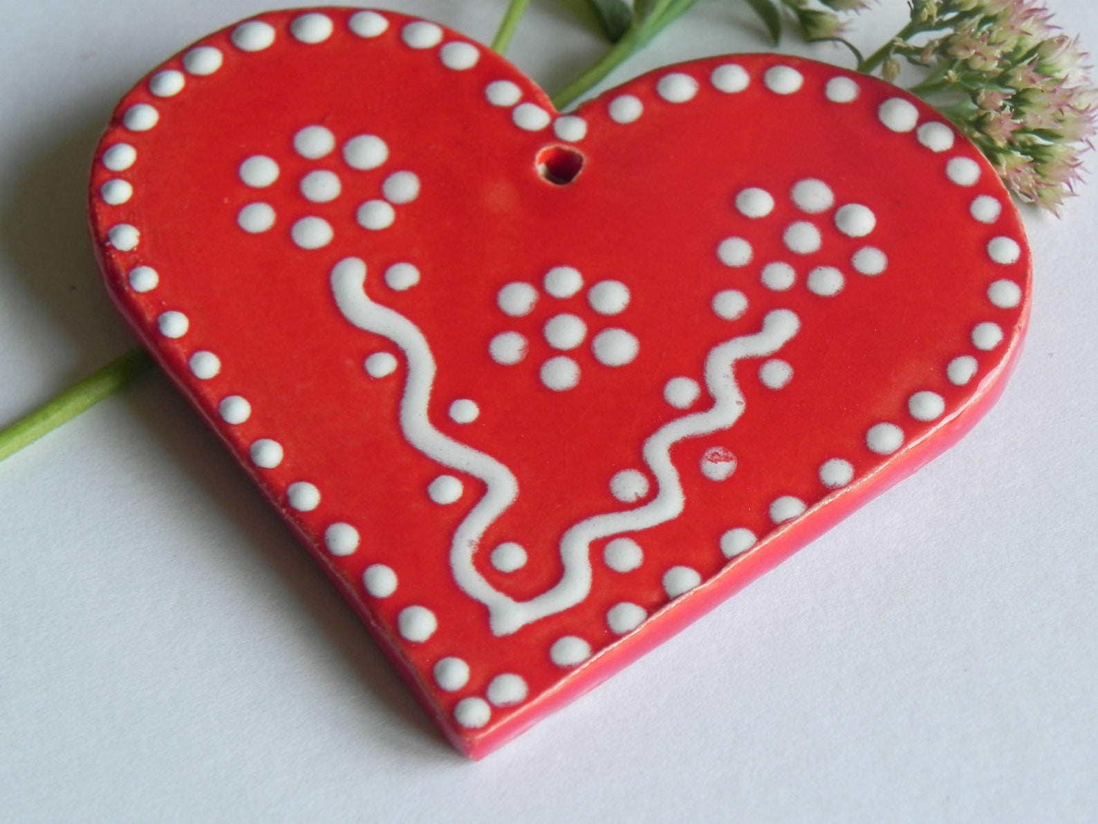 Set of 2 Ceramic Valentines Day Ornament Home Decoration Etsy