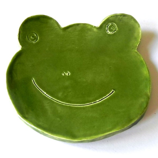 Frog Ceramic Plate Green Dish Animal Spoon Rest St Patrick Day Gift