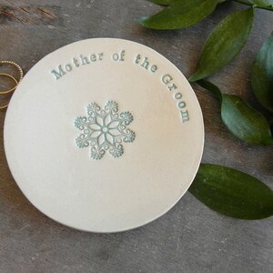 Mother of the Bride Wedding Gift Ring Holder Ceramic Plate Flower Mandala Ring Dish Ivory Jewelry Dish image 8