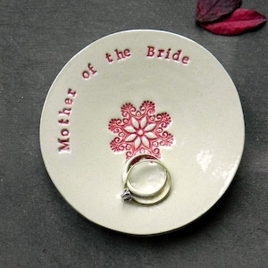 Mother of the Bride Wedding Gift Ring Holder Ceramic Plate Flower Mandala Ring Dish Ivory Jewelry Dish