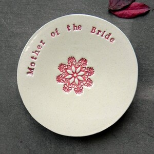 Mother of the Bride Wedding Gift Ring Holder Ceramic Plate Flower Mandala Ring Dish Ivory Jewelry Dish image 4