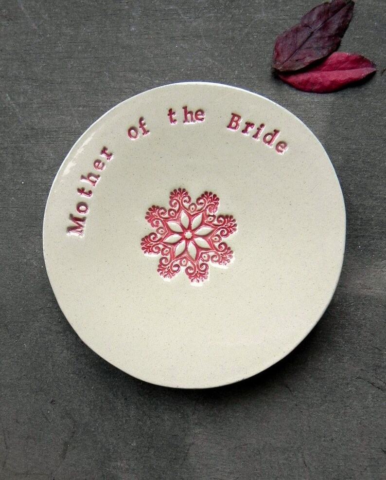 Mother of the Bride Wedding Gift Ring Holder Ceramic Plate Flower Mandala Ring Dish Ivory Jewelry Dish image 4