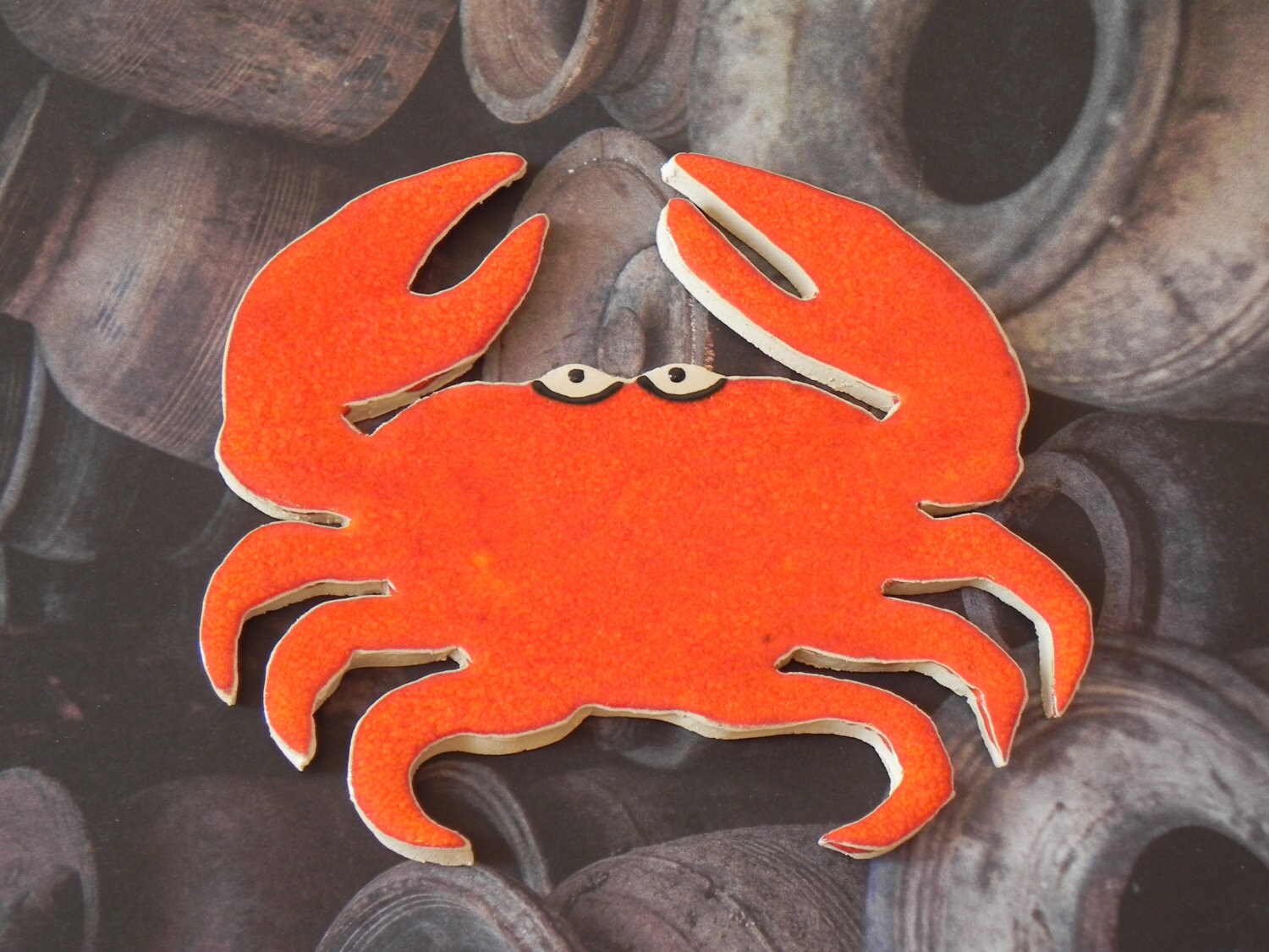 赤い陶器のカニの大きなモザイクタイル陶器海洋アート用品 - Etsy 日本