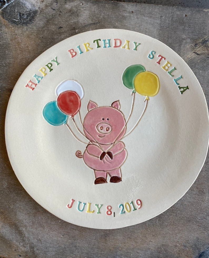 Personalized Ceramic Elephant Birthday Plate, Custom Colorful Dessert Plate for Kids and Adults, Hand Built Ceramic Plate , Birthday Gift image 7