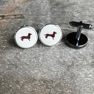 Cufflinks with Dachshund, Porcelain Dog, Gifts for Him, Dog Gift ideas, Husband Boyfriend Gift Best Man Groomsmen