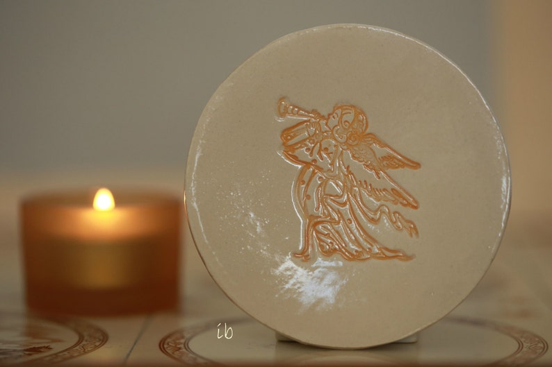 Angel Ceramic Plate Religious Christmas Gift Pottery Ring image 0