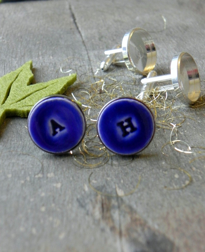 Personalized Custom Cuff Links, Wedding Monogrammed Cuff Links, Capital Letters, Father of the Bride Gift, Groom Best Man Groomsmen Custom image 4