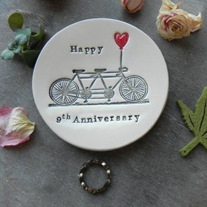 Engagement Ring Holder, Bicycle Love Plate or Ornament, Tandem and Heart Ceramic Wedding Ring Dish, Ivory Ring Pillow Custom Ring Plate image 7