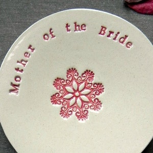 Mother of the Bride Wedding Gift Ring Holder Ceramic Plate Flower Mandala Ring Dish Ivory Jewelry Dish image 5