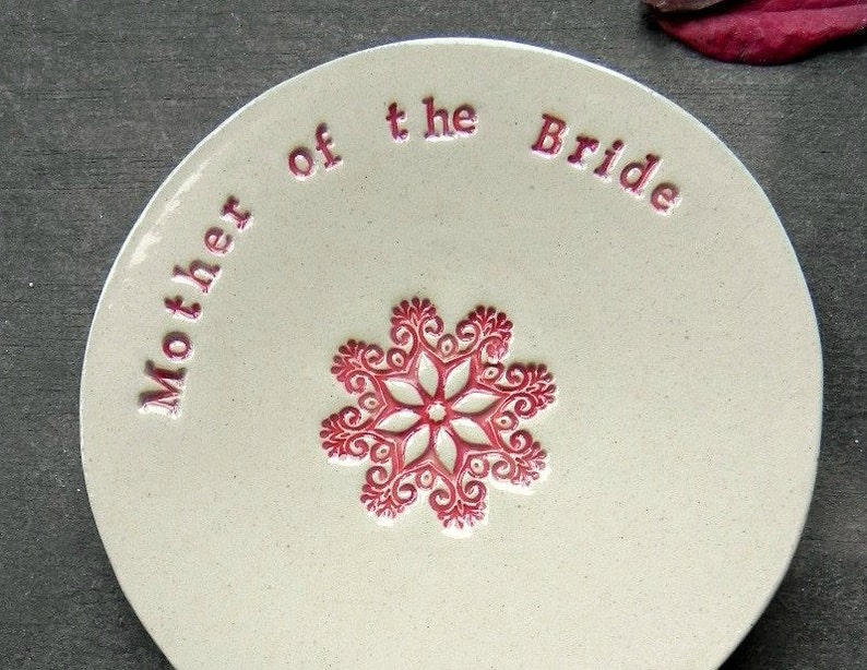 Mother of the Bride Wedding Gift Ring Holder Ceramic Plate Flower Mandala Ring Dish Ivory Jewelry Dish image 5