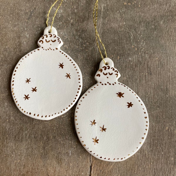 White Gold Lady Christmas Ornaments, Ceramic Luxury Winter Porcelain Home Decoration Wedding Gift Set of 2