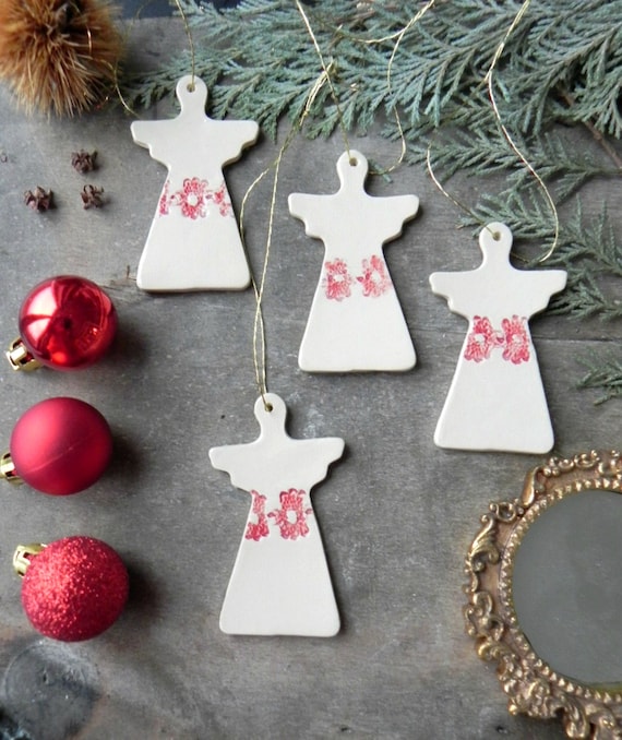 Nordic Grey Painted Wood Angel Christmas Decoration Christmas Angel 7cm x 6cm